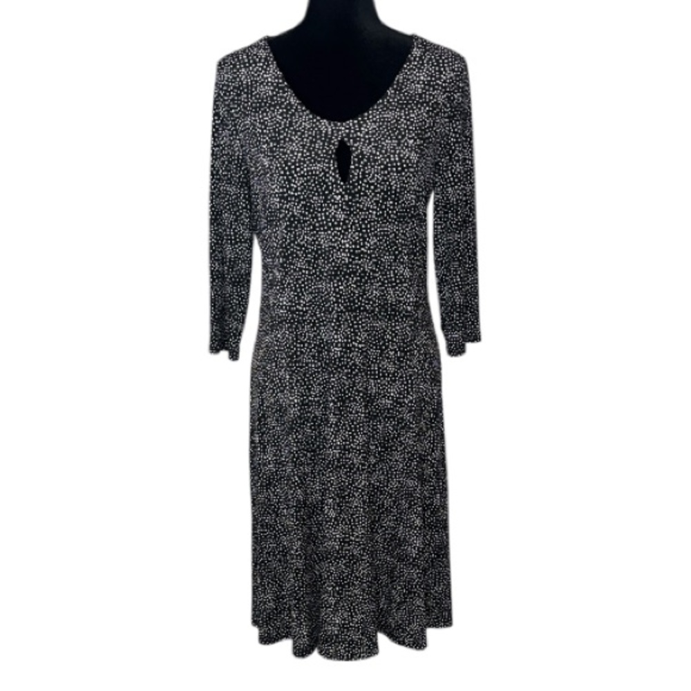 🌹Leota - Black and White Diamond Polka Dot Stretchy Dress - Size Large